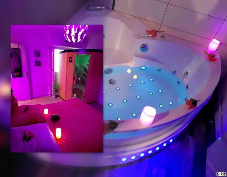 Luxe Sauna Privatif Et Grand Bain Jacuzzi A Deux A Biscarosse Plage Pour Nuit Romantique Avec Decoration Led Et Bougies ビスカロッス エクステリア 写真